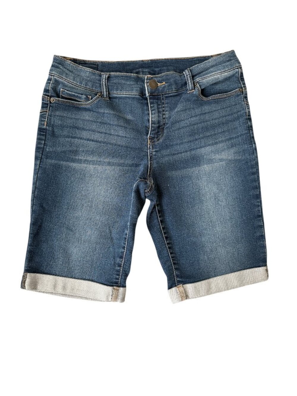 Juicy Couture women's medium wash blue denim cuffed bermuda shorts size 6